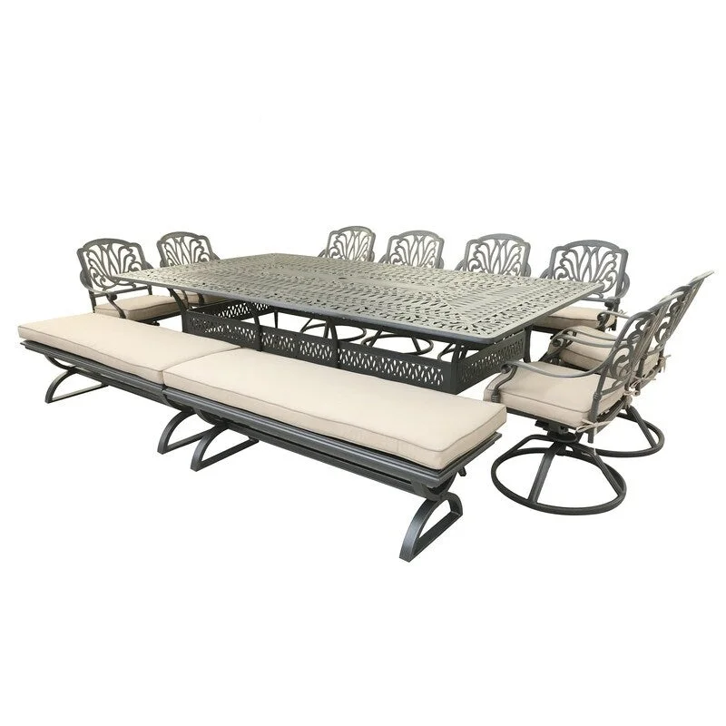 11 Piece Outdoor Aluminum Dining Set with Cushions