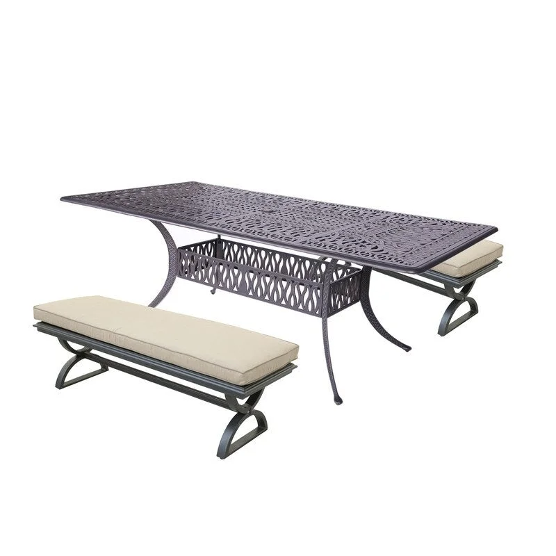 3 Piece Outdoor Aluminum Dining Set with Cushions