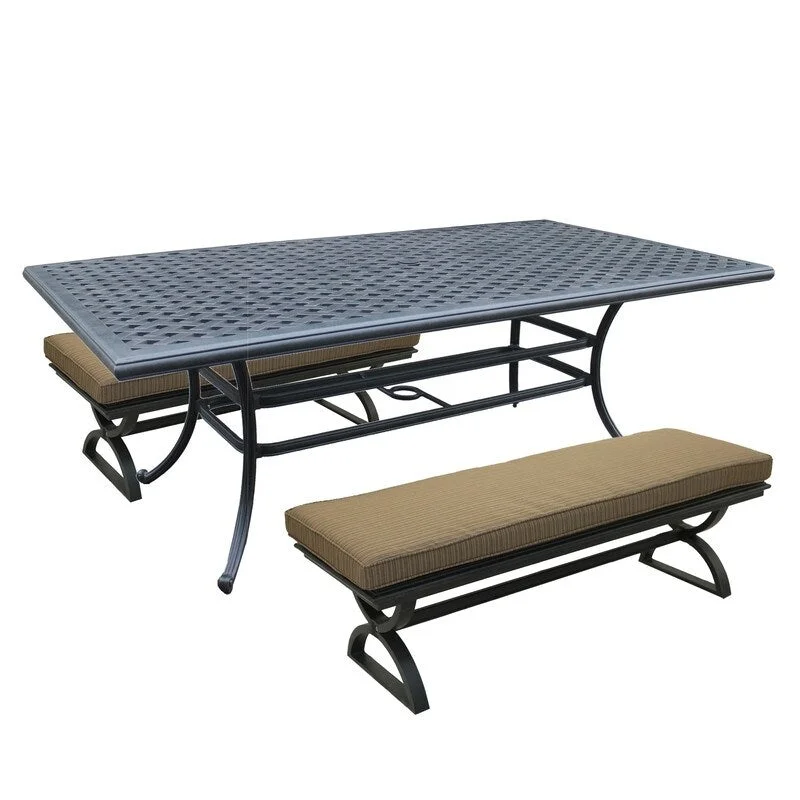 3 Piece Outdoor Aluminum Dining Set with Cushions