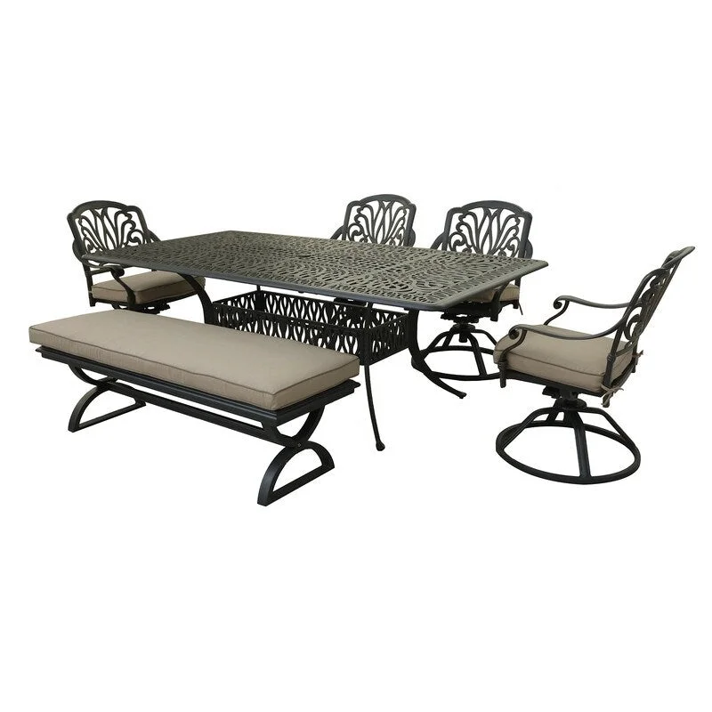 6 Piece Outdoor Aluminum Dining Set with Cushions