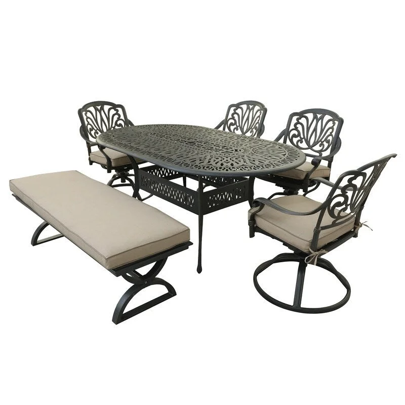 6 Piece Outdoor Aluminum Dining Set with Cushions