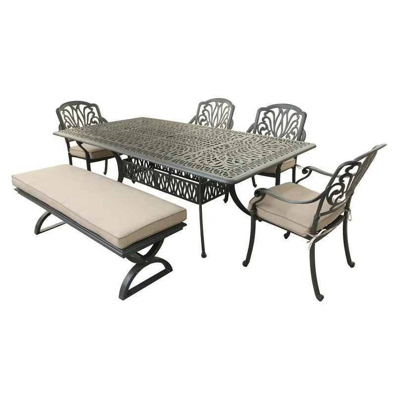 6 Piece Outdoor Aluminum Dining Set with Cushions