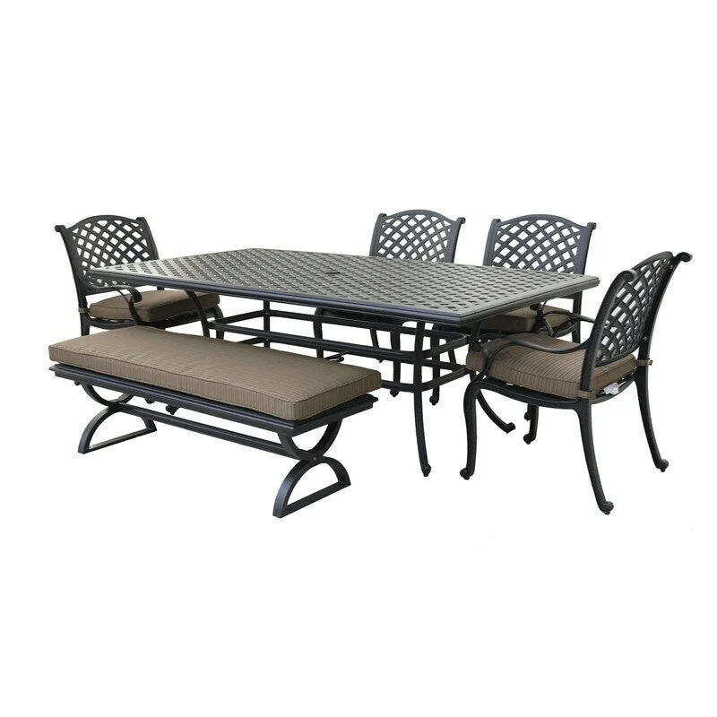 6 Piece Outdoor Aluminum Dining Set with Cushions