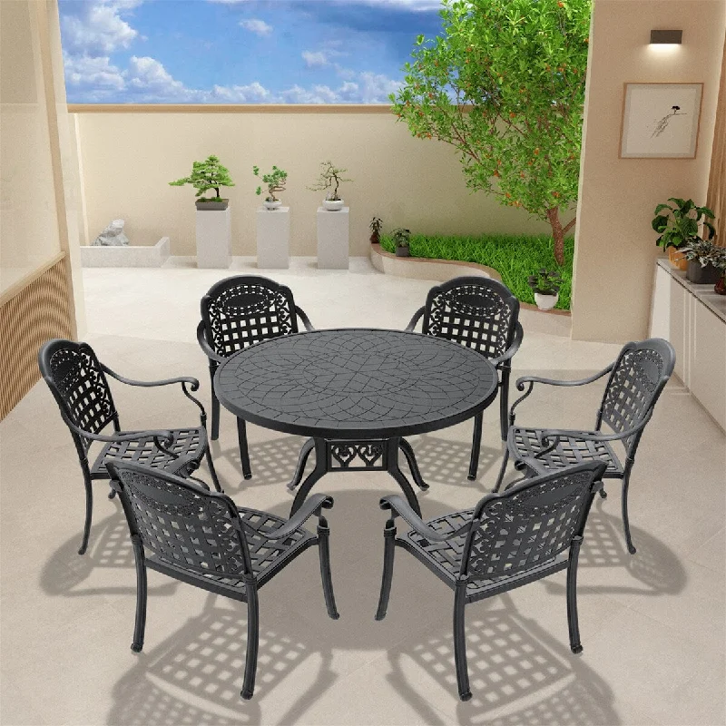 7-Piece Set Patio Furniture With Seat Cushions in Random Colors