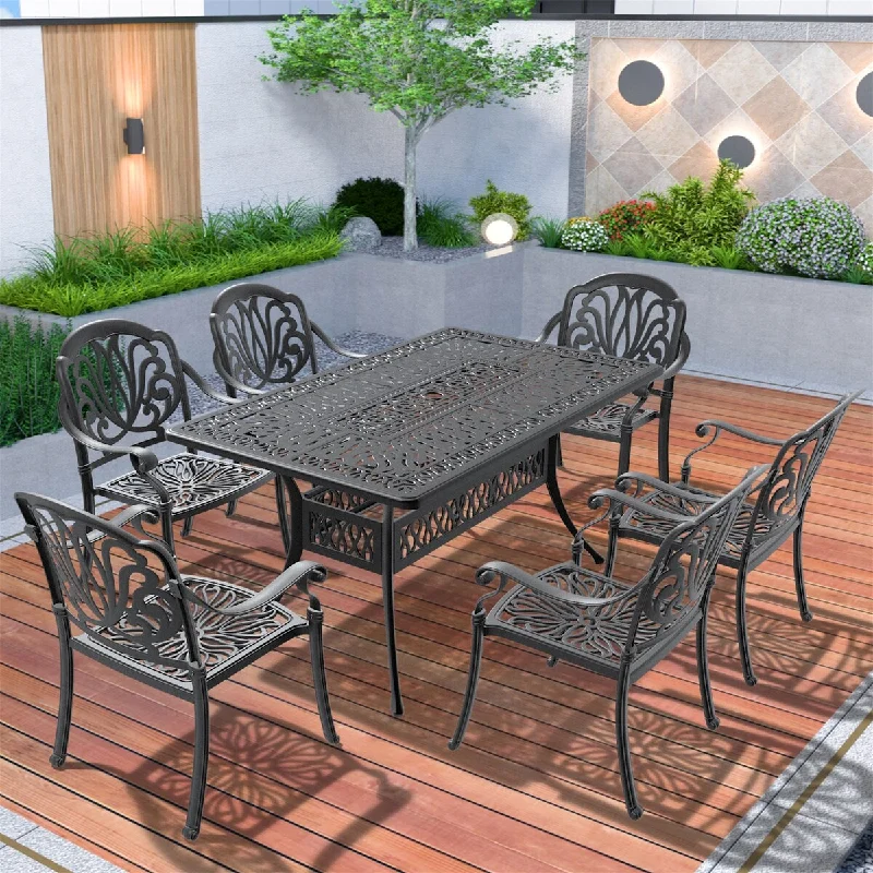 7-Piece Set Patio Furniture With Seat Cushions in Random Colors