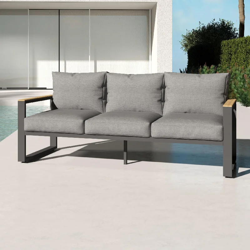 75'' Metal Outdoor Patio Sofa with Cushions