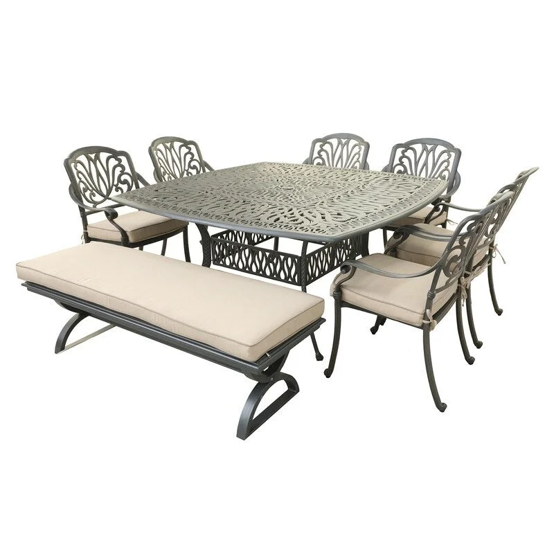 8 Piece Outdoor Aluminum Dining Set with Cushions