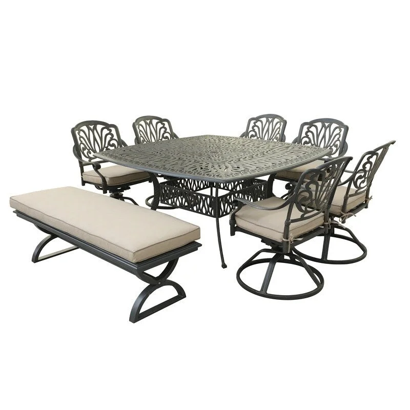 8 Piece Outdoor Aluminum Dining Set with Cushions