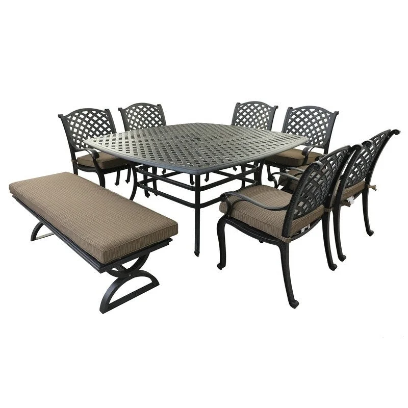 8 Piece Outdoor Aluminum Dining Set with Cushions