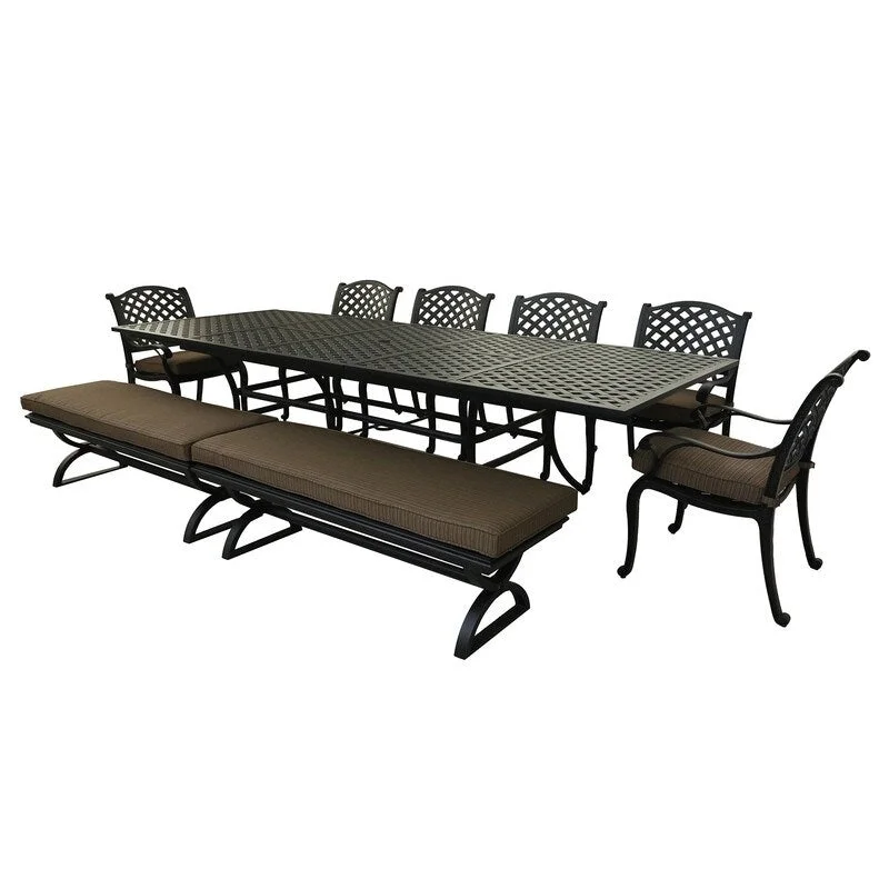 9 Piece Outdoor Aluminum Dining Set with Cushions