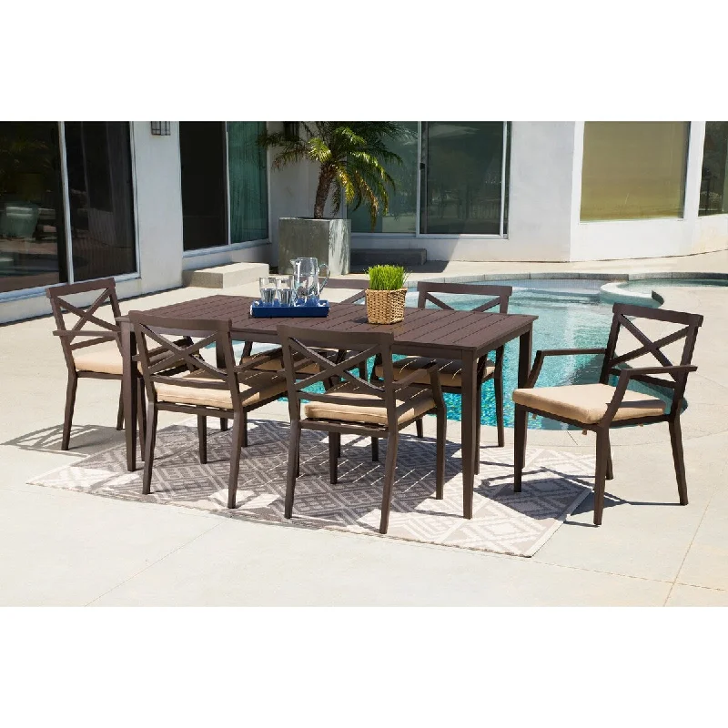 Abbyson Outdoor Cayman 7-Piece Patio Dining Set with Cushion