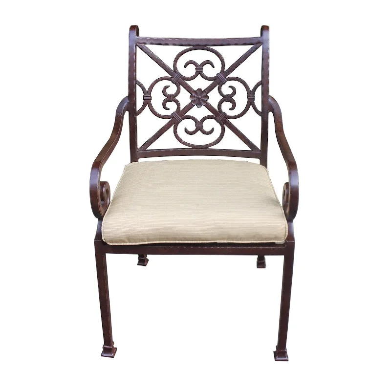 Aluminium Stacking Arm Chair with Cushion, Bronze