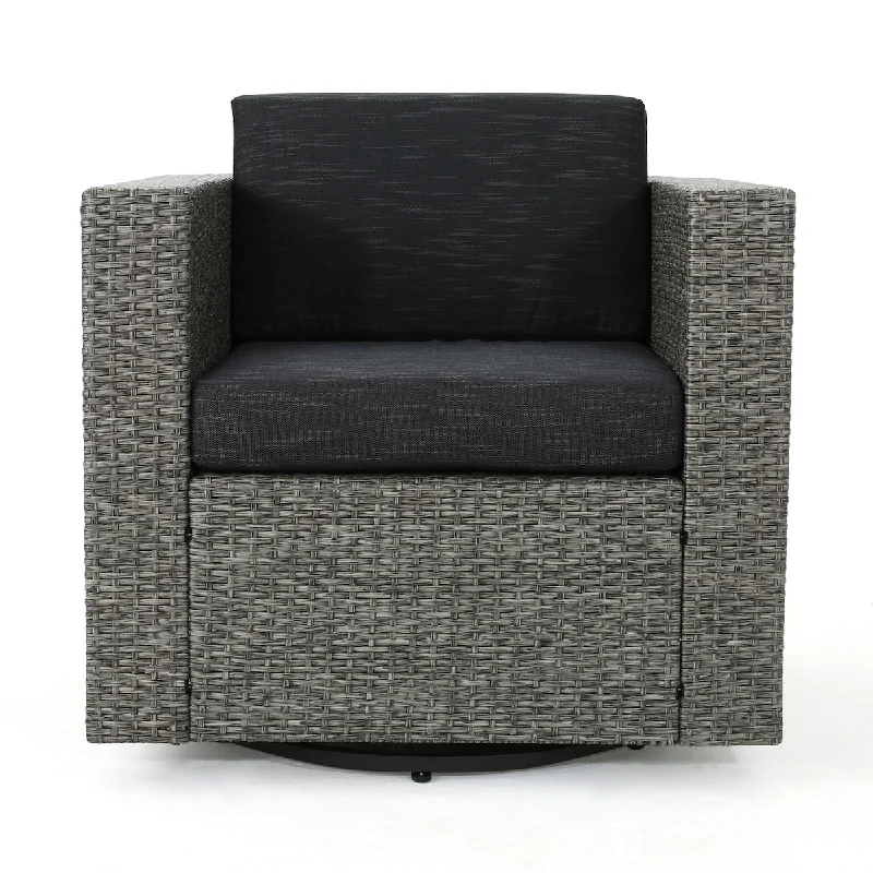 Cascada Outdoor Wicker Swivel Club Chair with Water Resistant Cushions