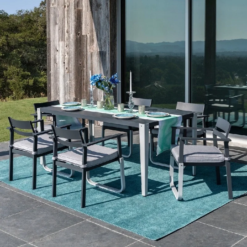 Corvus Adeline 7-piece Grey and White Patio Dining Set with Cushions