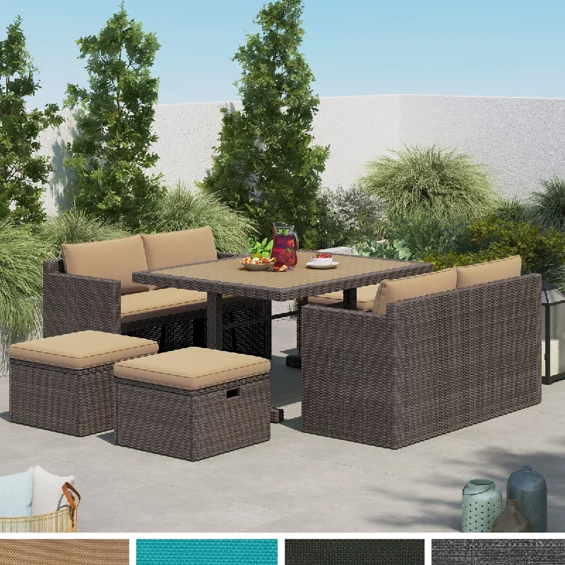 Corvus Mariah 7-piece Wicker Patio Dining Set with Cushions