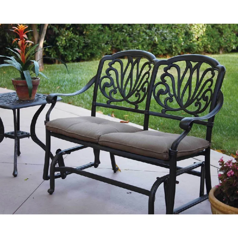 Darlee Elisabeth Cast-Aluminum Glider Bench with Seat Cushion