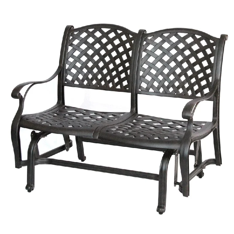 Darlee Nassau Cast-Aluminum Glider Bench with Seat Cushion