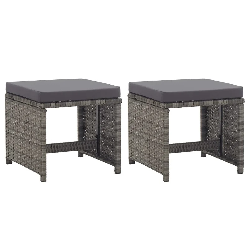 Garden Stools with Cushions 2 pcs Poly Rattan Anthracite