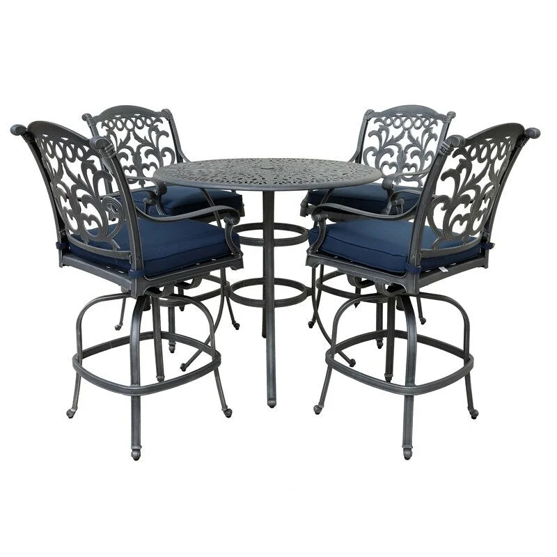 Marina Melbourne 5-Piece Outdoor Cushioned Bar Set, 42" Round Bar Table