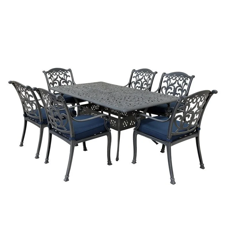 Marina Melbourne 6 Piece Outdoor Aluminum Dining Set with Cushions