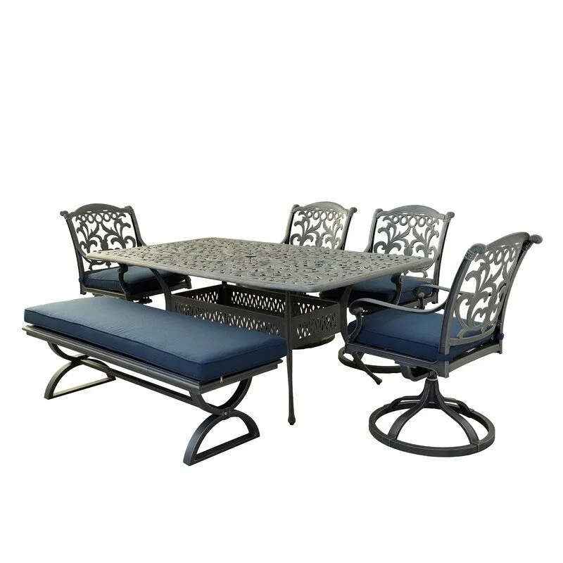 Marina Melbourne 6 Piece Outdoor Aluminum Dining Set with Cushions