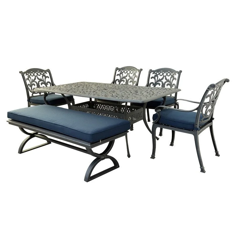 Marina Melbourne 6 Piece Outdoor Aluminum Dining Set with Cushions