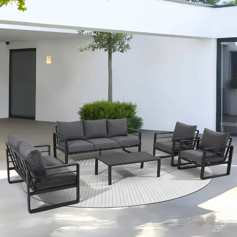 Outdoor 5 Pieces Aluminum Sofa Set with Cushion