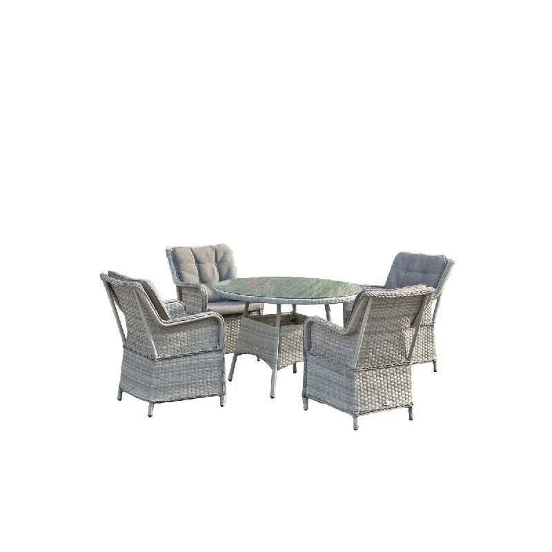 Outdoor Patio Rattan Wicker Dinning Set with Chair, Table and Cushion