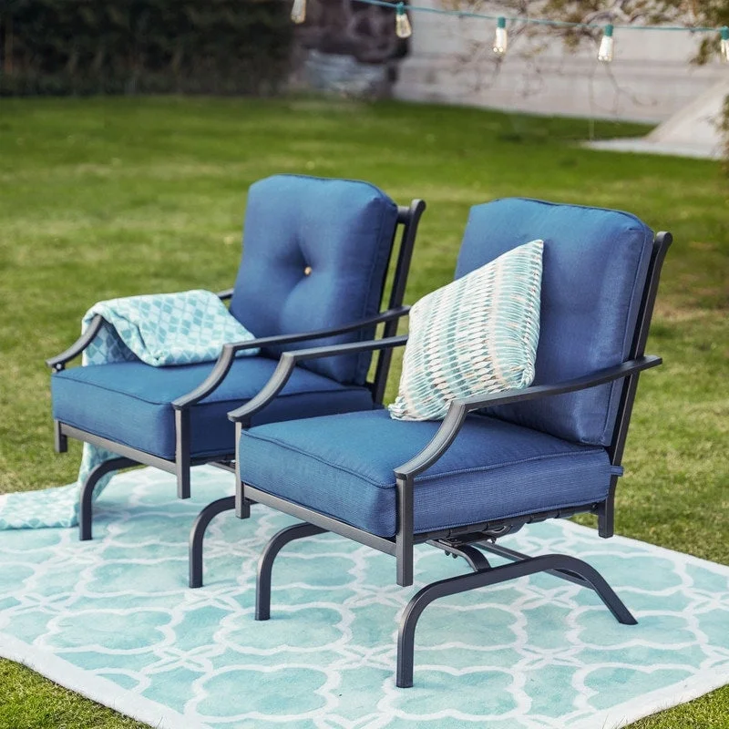 Patio Festival Outdoor Metal Rocking-Motion Chair with Cushions (2-Pack)