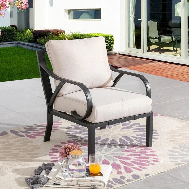 Patio Festival Outdoor Wave-Arm Chair with Cushions