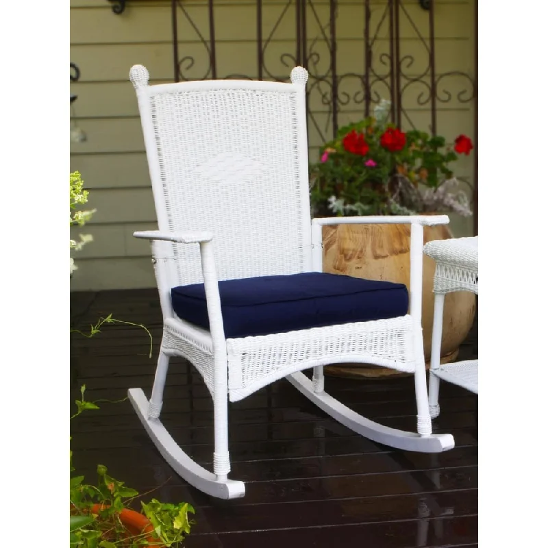 Portside Coastal White Classic Rocking Chair with Cushion