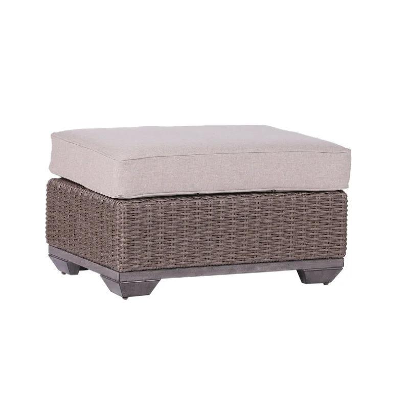 Rattan Ottoman with Cushion, Brown