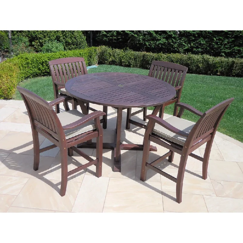 Roble Wood 5-piece Bar High Dining Set with Cushions