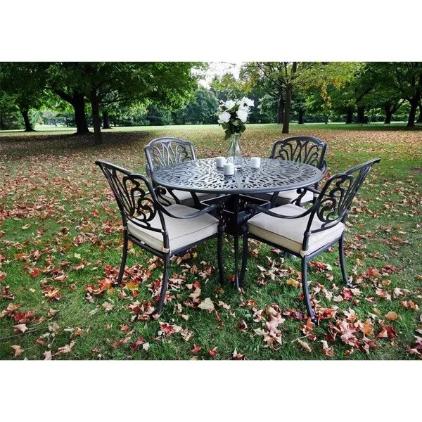 Saratoga 5pc Aluminum Round Dining Set with Sunbrella Cushions - Best Outdoor Furniture