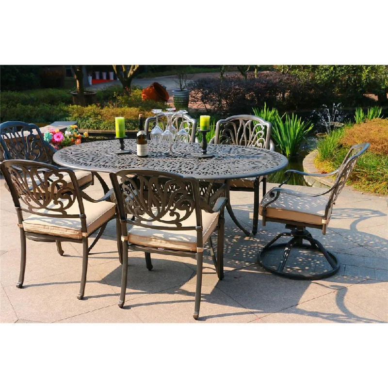 Saybrook Sunbrella Cushioned 42-inch x 72-inch Oval Table Dining Set (7-piece Set)