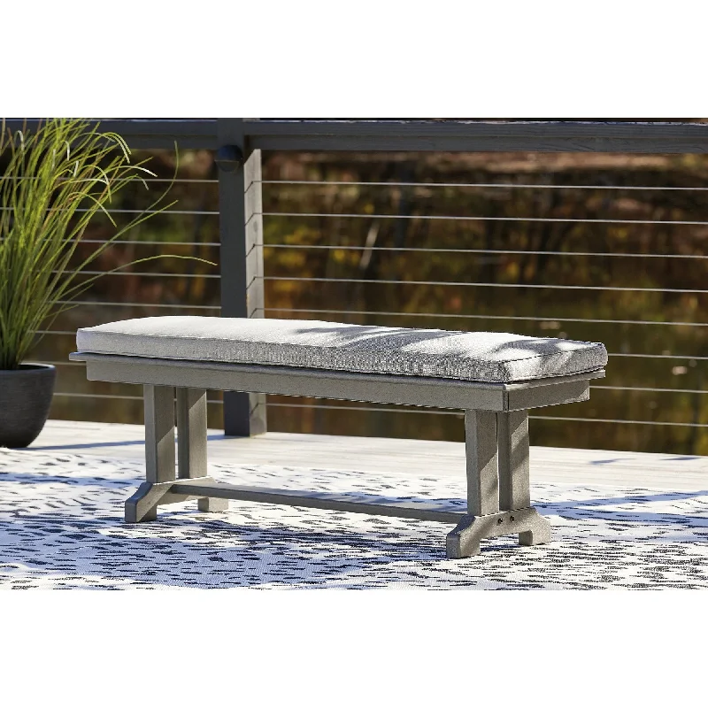 Signature Design by Ashley Visola Outdoor Poly All Weather Bench with Cushion - 54"W x 14"D x 19"H