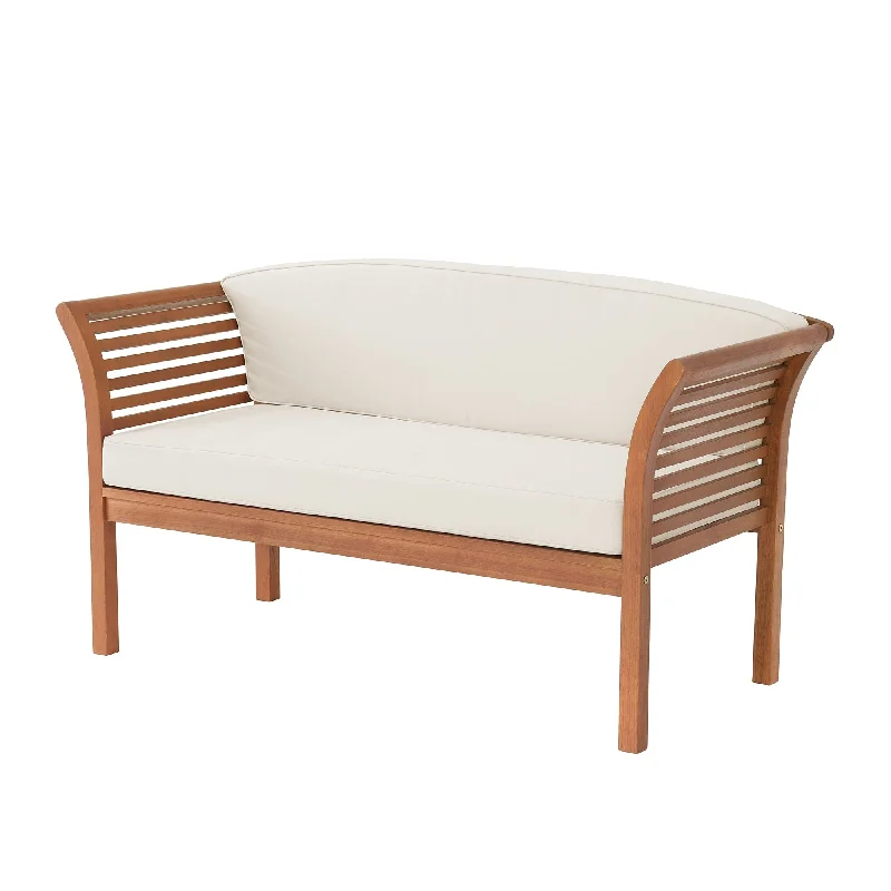 Stamford Eucalyptus Wood Outdoor Bench with Cushions