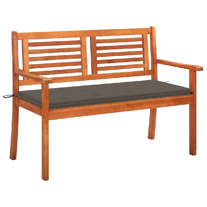 vidaXL 2-Seater Patio Bench with Cushion 44.1" Solid Eucalyptus Wood - 47.2" x 23.6" x 35"