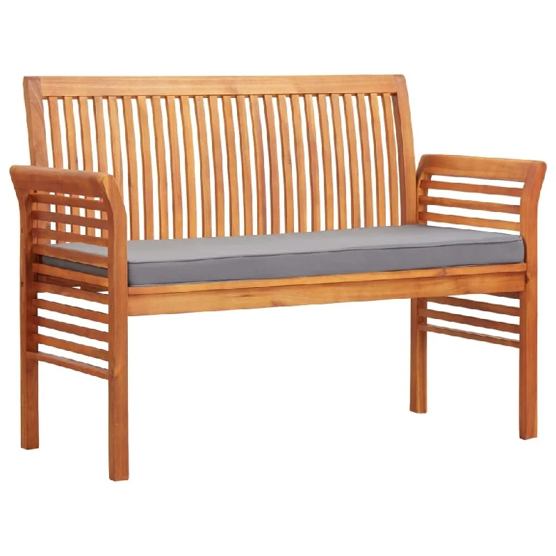 vidaXL 2-Seater Patio Bench with Cushion 47.2" Solid Acacia Wood