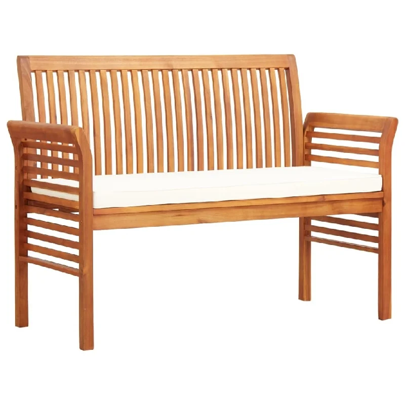 vidaXL 2-Seater Patio Bench with Cushion 47.2" Solid Acacia Wood