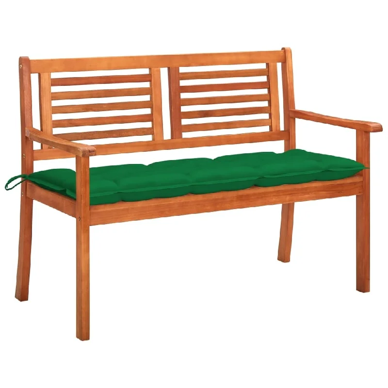 vidaXL 2-Seater Patio Bench with Cushion 47.2" Solid Eucalyptus Wood - 47.2" x 23.6" x 35"