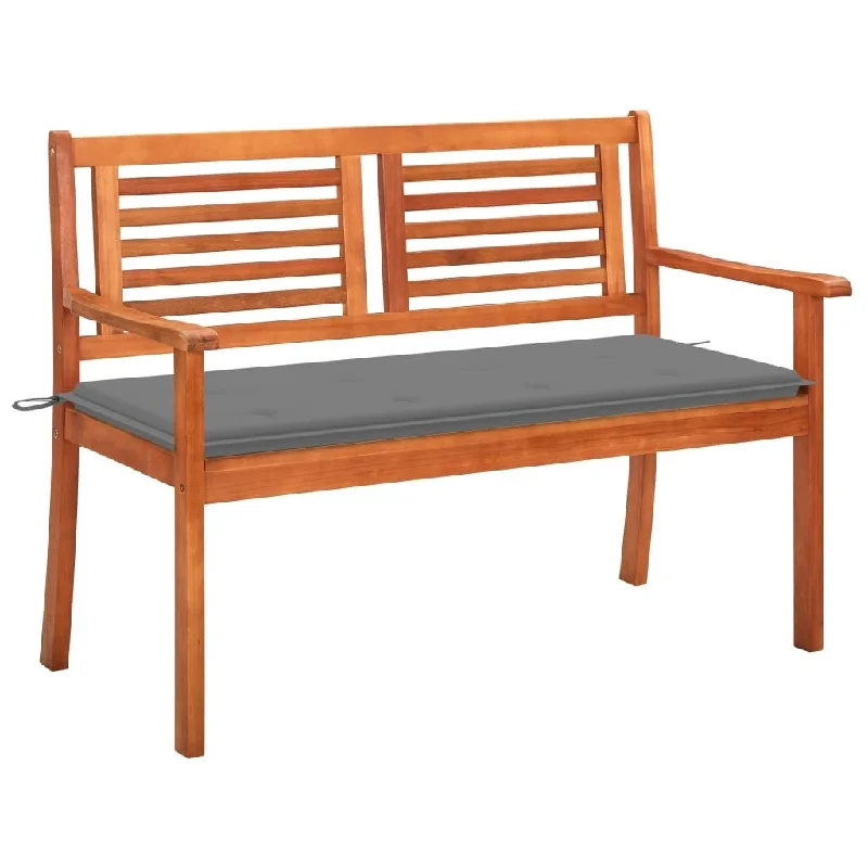 vidaXL 2-Seater Patio Bench with Cushion 47.2" Solid Eucalyptus Wood - 47.2" x 23.6" x 35"