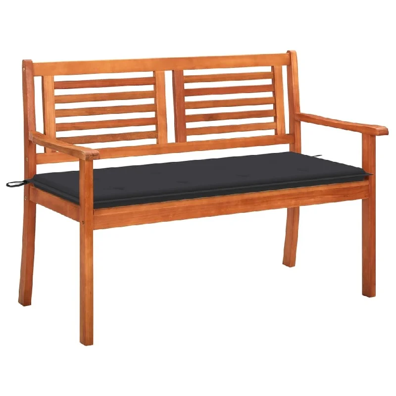 vidaXL 2-Seater Patio Bench with Cushion 47.2" Solid Eucalyptus Wood - 47.2" x 23.6" x 35"