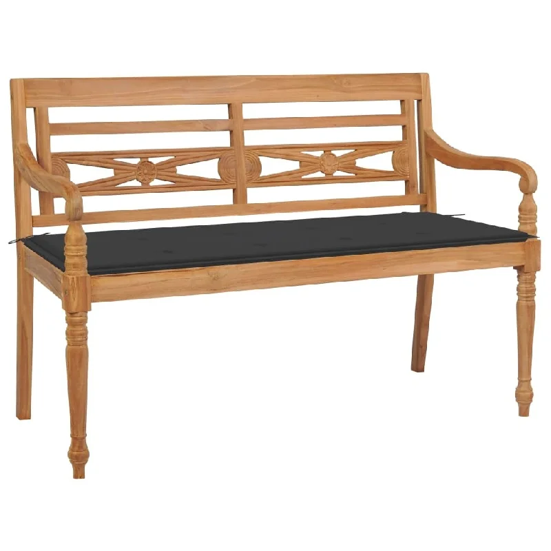 vidaXL Batavia Bench with Anthracite Cushion 47.2" Solid Teak Wood