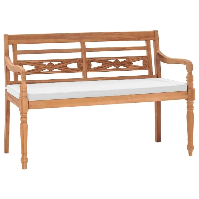 vidaXL Batavia Bench with Cushions 47.2" Teak - 47.2" x 20.3" x 33.1"