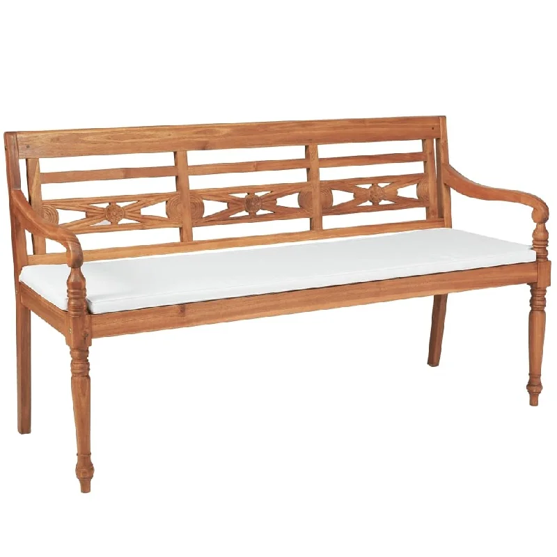 vidaXL Batavia Bench with Cushions 59" Teak - 59.1" x 20.3" x 33.1"