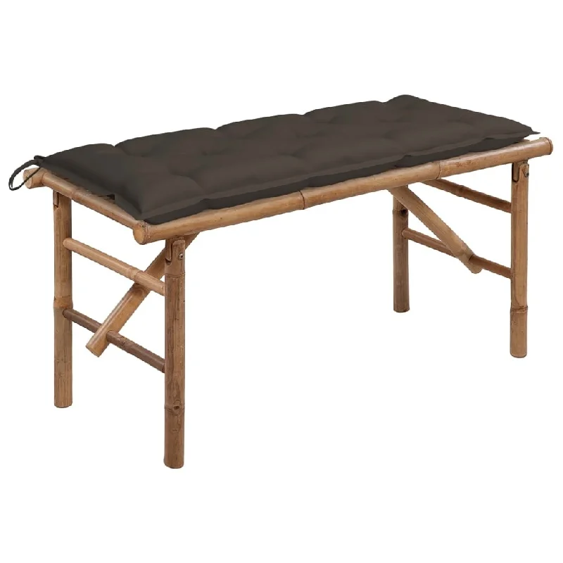 vidaXL Folding Patio Bench with Cushion 46.5" Bamboo