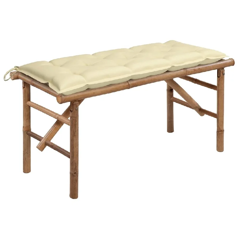 vidaXL Folding Patio Bench with Cushion 46.5" Bamboo