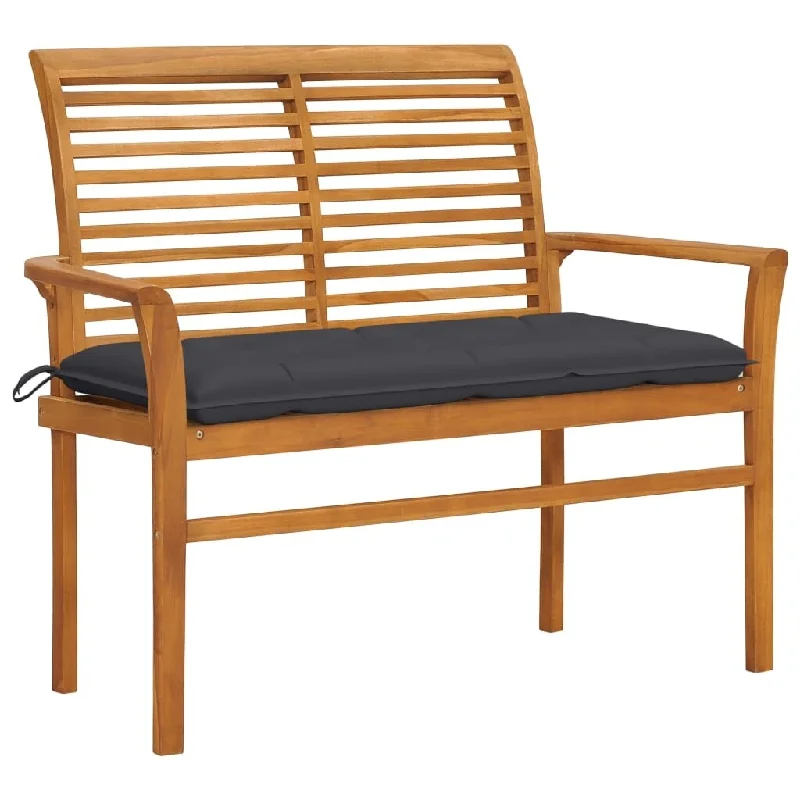 vidaXL Patio Bench with Anthracite Cushion 44.1" Solid Teak Wood