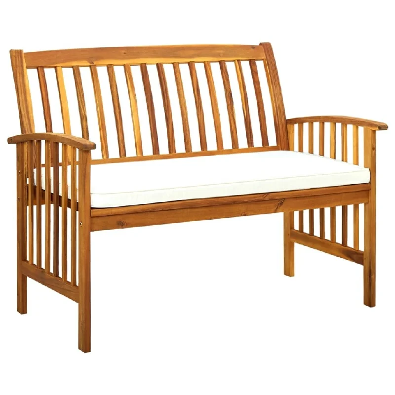 vidaXL Patio Bench with Cushion 46.9" Solid Acacia Wood